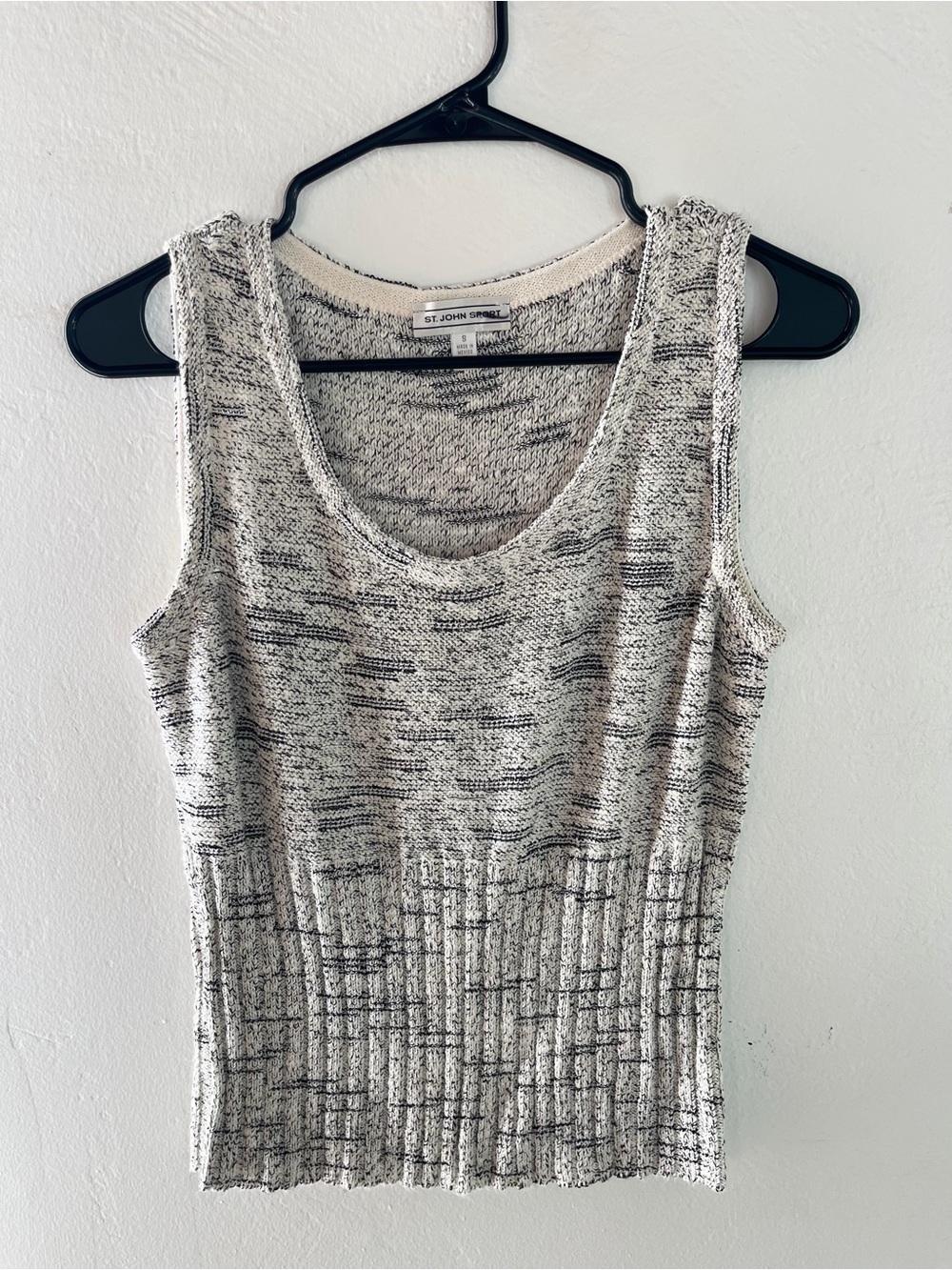 St John Sport Knit Tank in White + Navy Blue